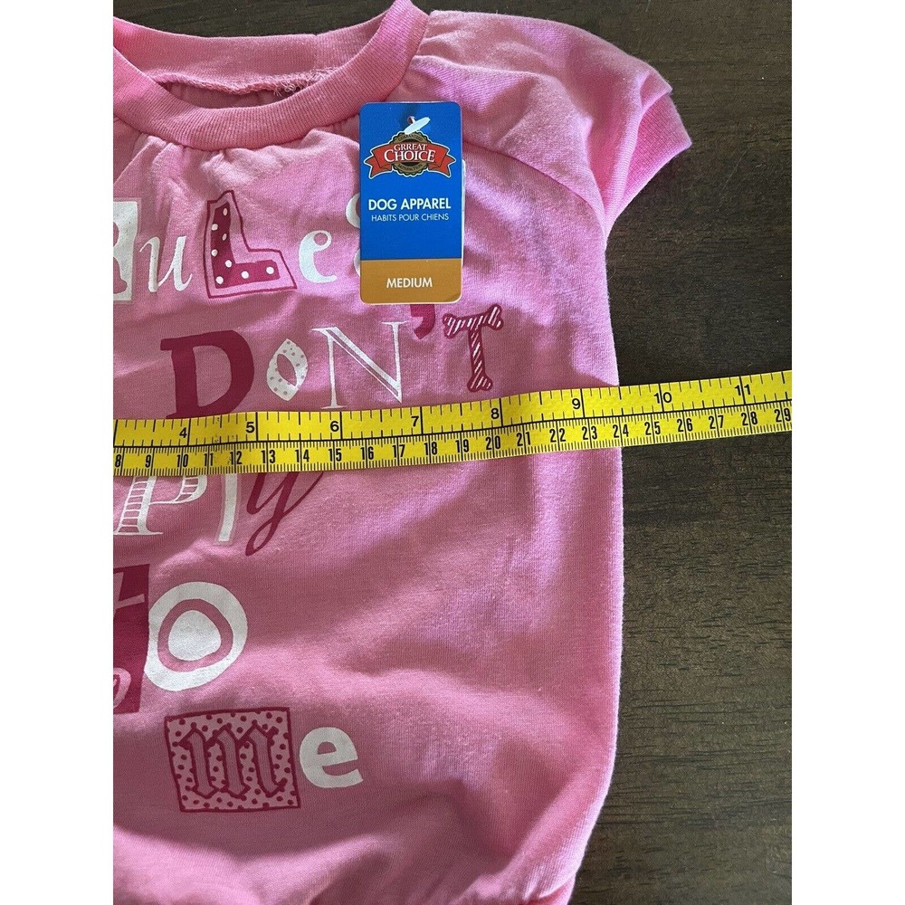 Great Choice Doggy T-shirt Size Medium Pink “Rules Don’t Apply To Me” NEW - Picture 6 of 7